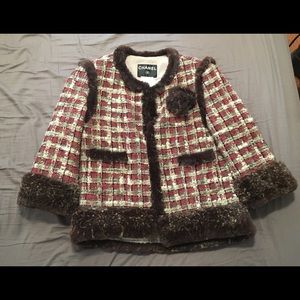 Chanel tweed blazer with fur collar